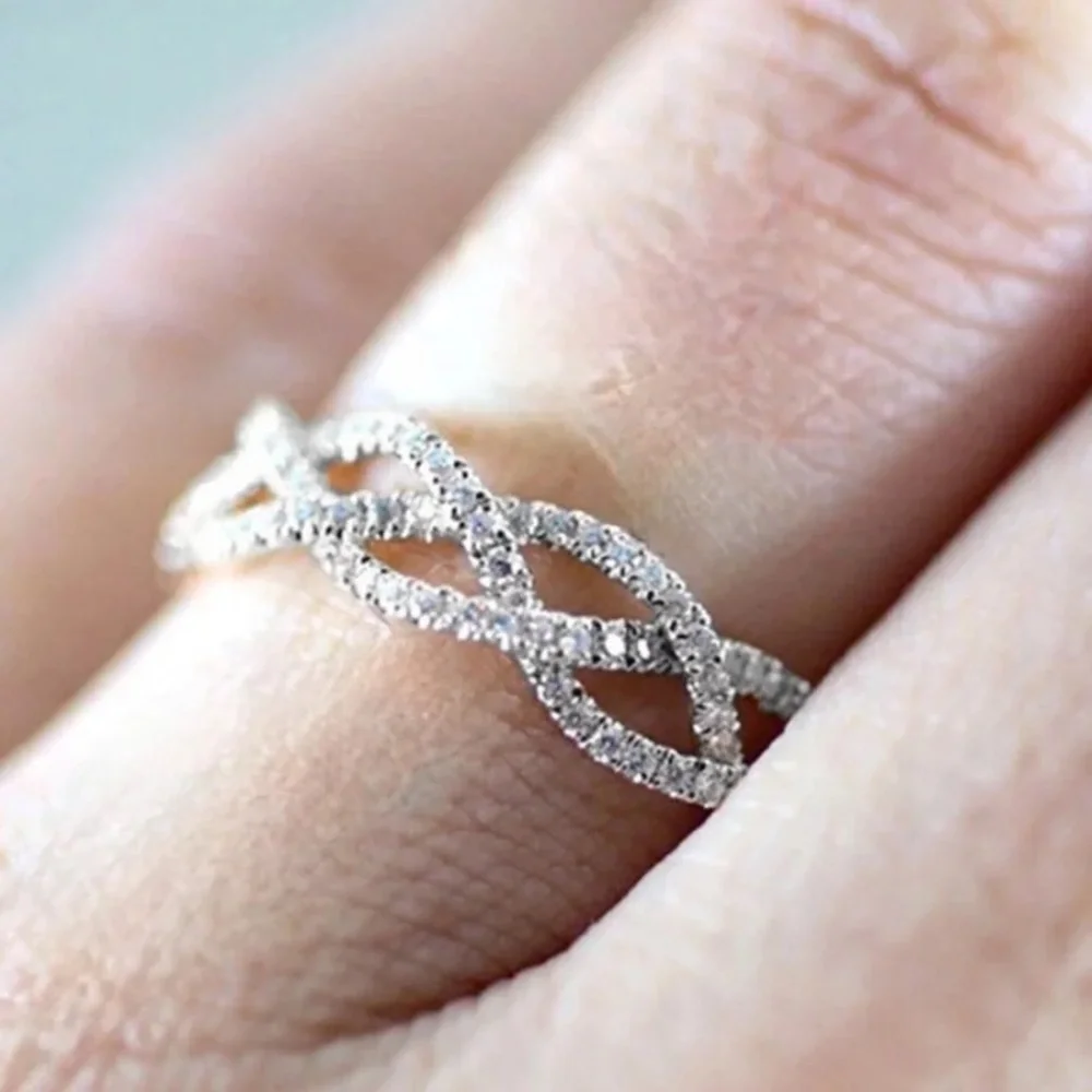 New 925 Silver Beautiful Stackable Diamond Ring - Picture 2 of 6
